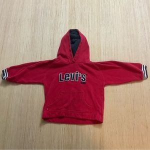 Vintage 80’s  Levi’s Kids Red Hoodie Size 3T Long Sleeve Logo